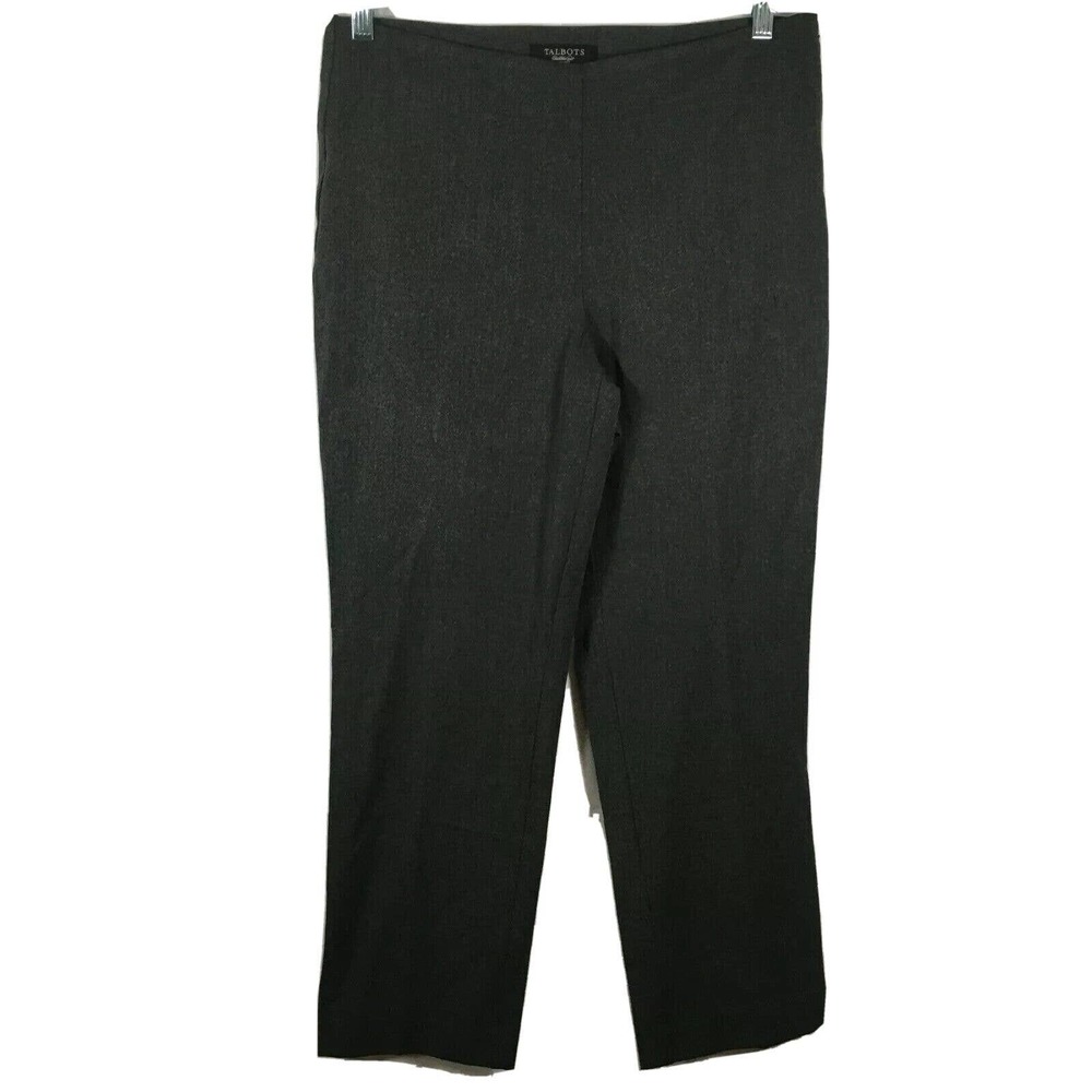 Talbots Pants Womens Sz 12P Petite Gray Classic Side Zip Straight‎ Leg Dress